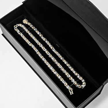 Two Tone Avianne Link Chain in 14k Yellow and White Gold 7 mm
